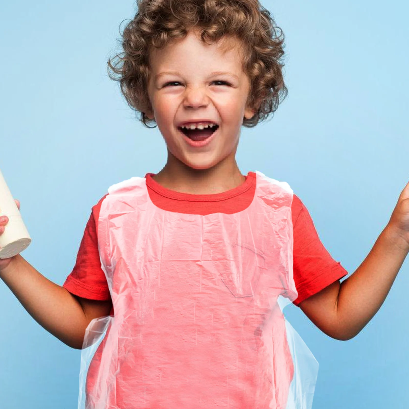 

50pcs Kids Transparent Painting Art Apron Adjustable Waterproof Pe Material For Drawing Cooking Multi-Use Portable Toddler Apron