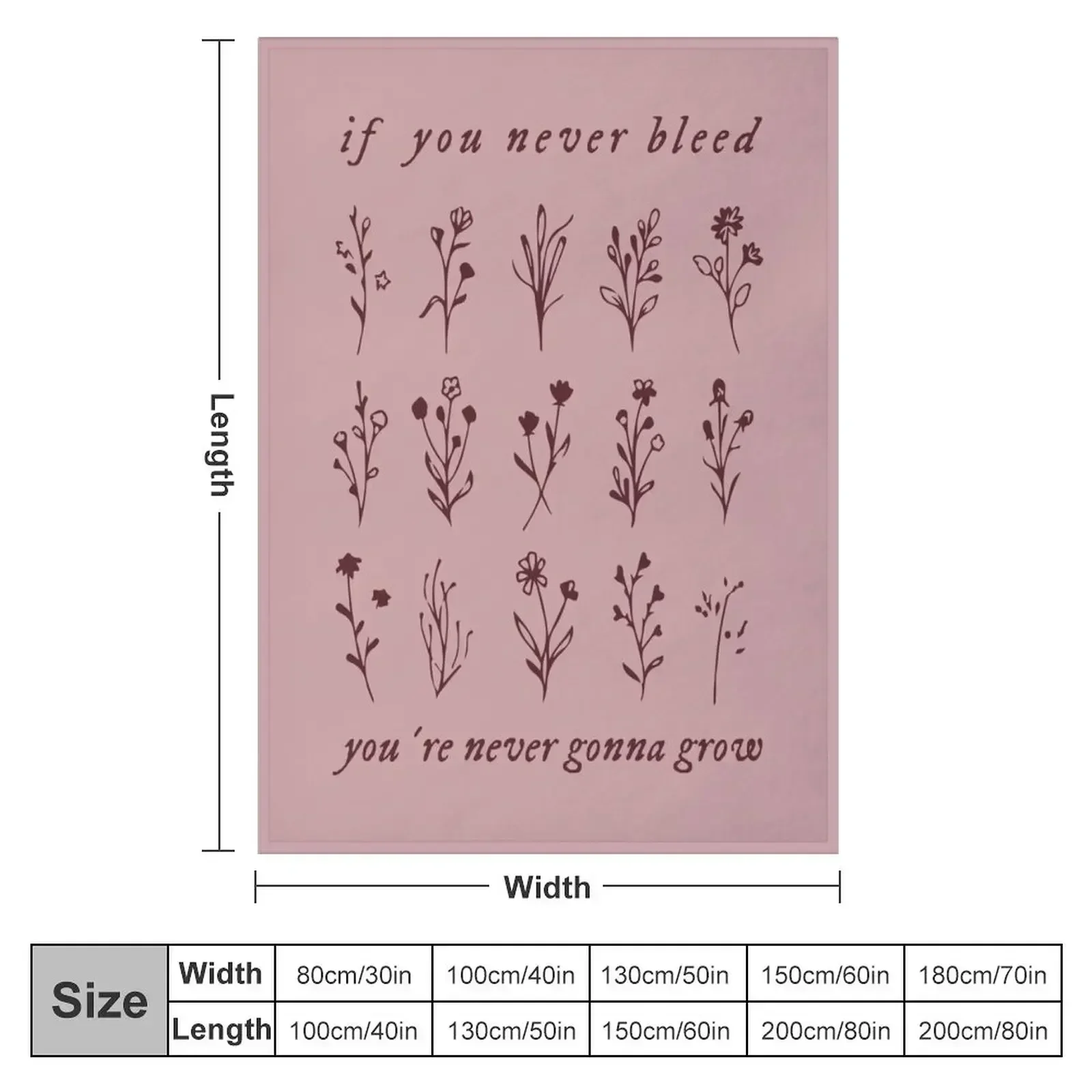if you never bleed you're never gonna grow Throw Blanket Flannels Polar Thermal Bed linens Designers cosplay anime Blankets