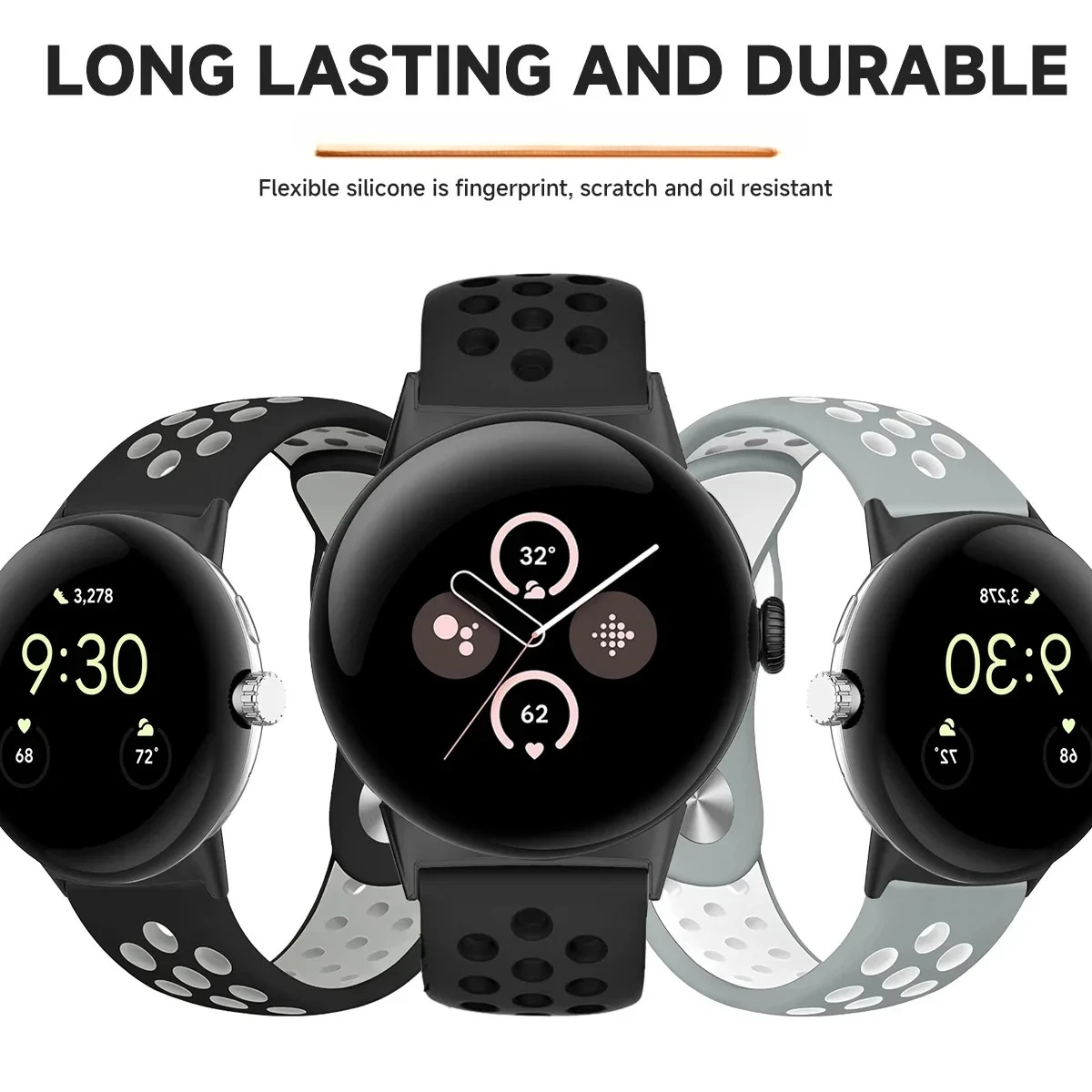 HOT! For Google Pixel Watch 3 2 1 41mm Strap Breathable Band for Pixel Watch 3 45mm Silicone Sports Wristband Bracelet Accessory