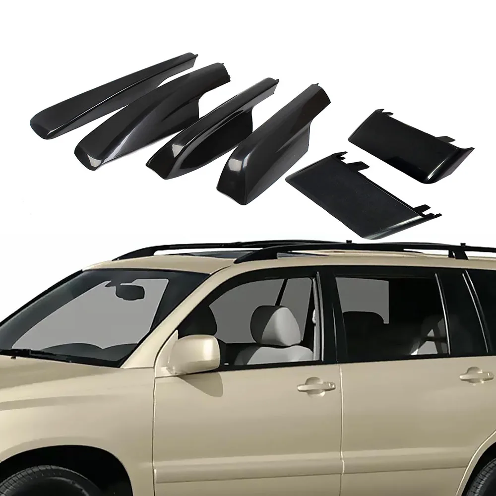 6 قطعة غطاء رف أمتعة السقف لهايلاندر 2001-2007 رف البضائع السكك الحديدية نهاية غطاء قذيفة الأمتعة حامل البضائع قبعات الحماية #1