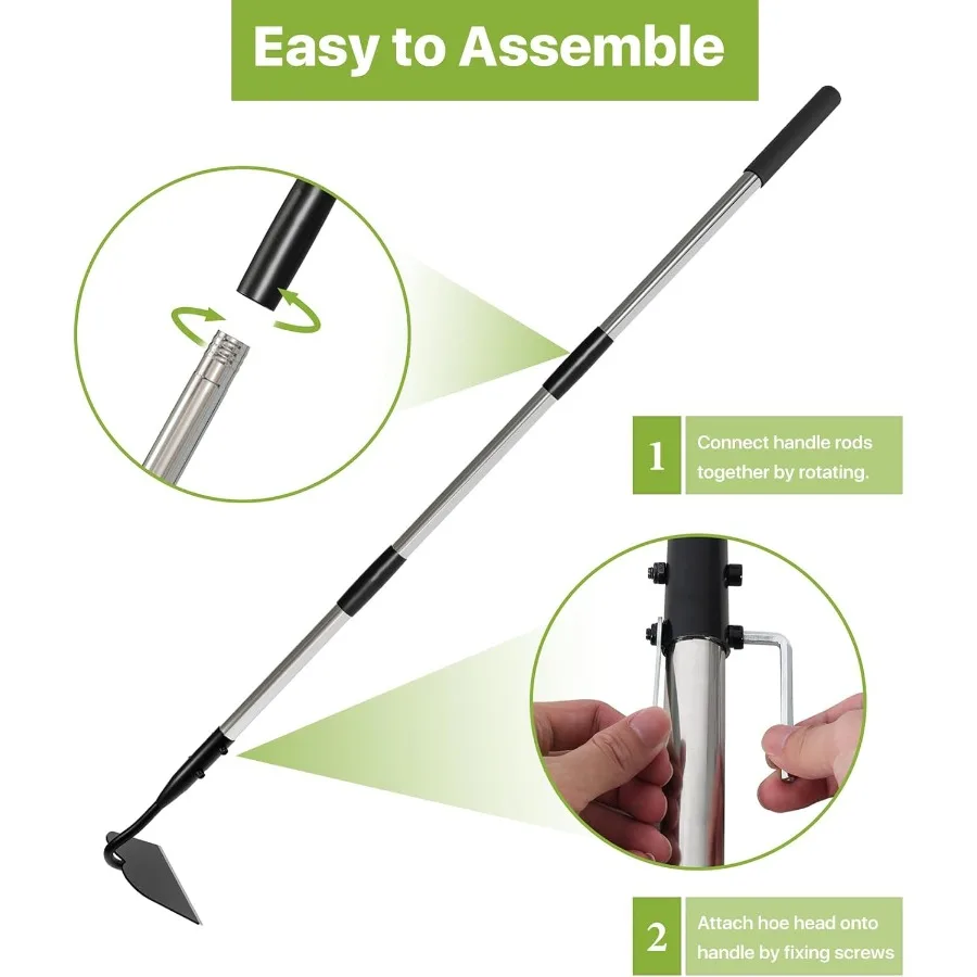 Heavy Duty Garden Hoe for Weeding and Soil Preparation with 5.5 FT Adjustable Long Handle 6inch Wide Welded Blade for Efficient