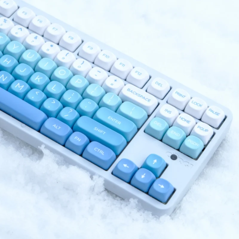 126 Keys Falling Snow Keycap XOA MOA Profile Dye Sublimation White Blue PBT Keycaps For MX Mechanical Keyboard Accessory