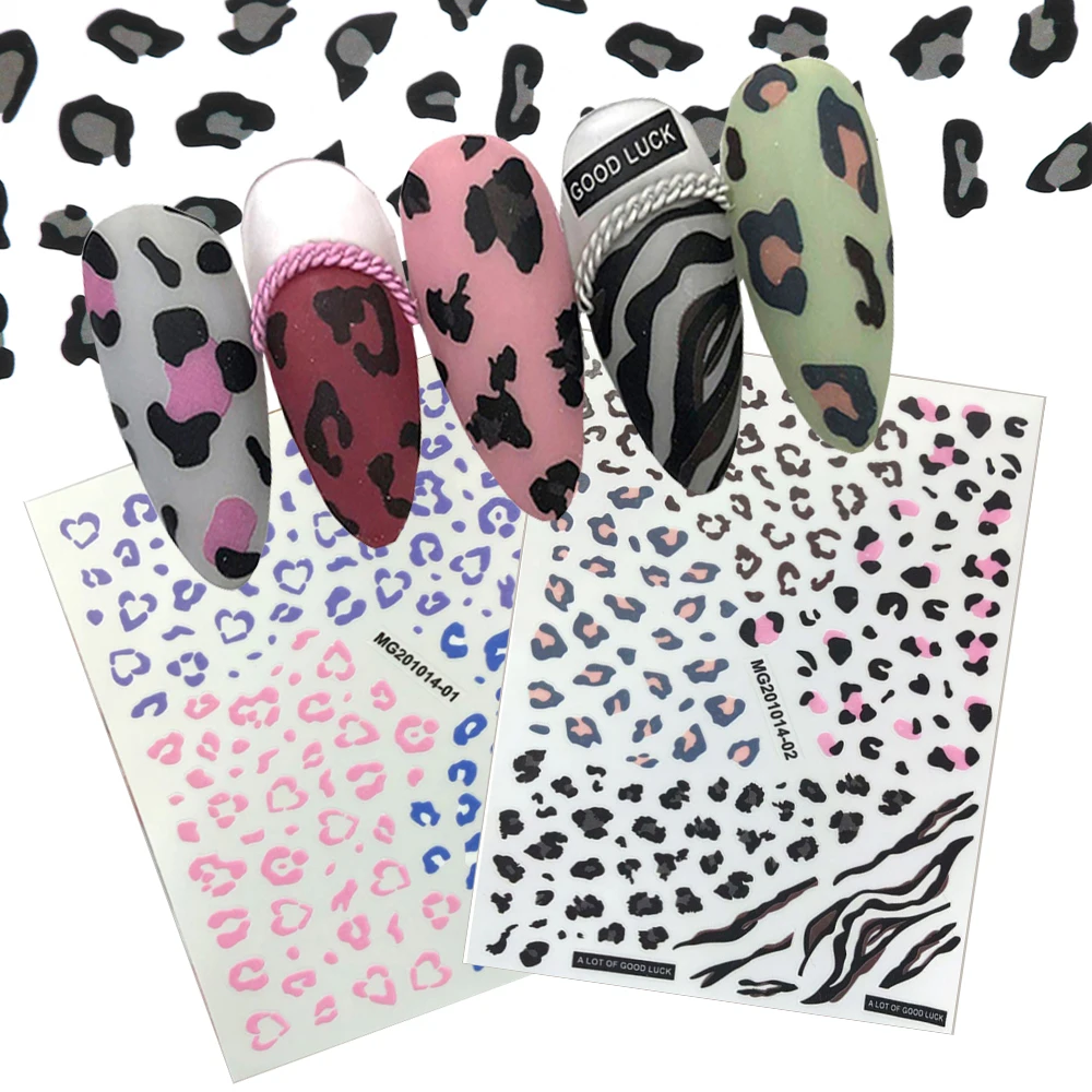 Personality False Nail Design Manicure Tips Adhesive Decals 3D Nail Art Stickers DIY Nail Art Decoration Leopard Print Sticker