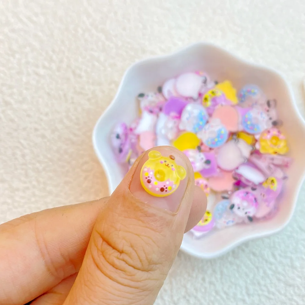 50PCS 3D Resin Cartoon Animal Sanrio Donut Series Nail Art Charms For Manicure Decor Nails Decoration Supplies Material