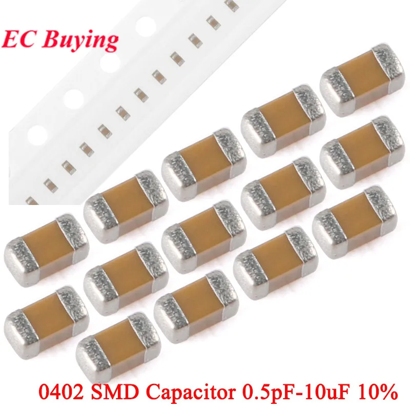 100Pcs/50pcs 0402 SMD Chip Multilayer Ceramic Capacitor 0.5pF 10uF 47pF 100pF 470pF 1nF 15nF 100nF 0.1uF 1uF 2.2uF 4.7uF X7R X5R