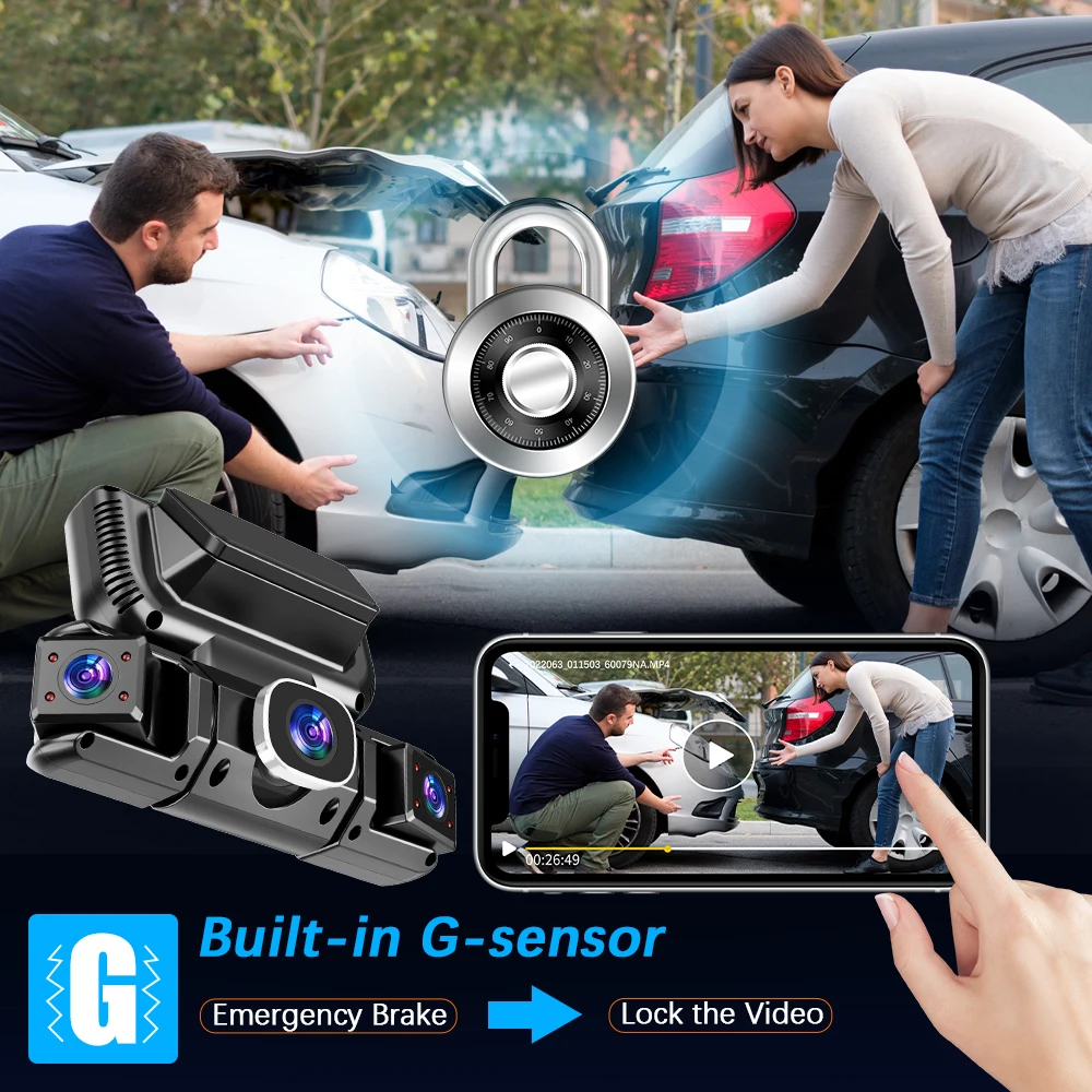 Dash Camera For Cars DVR Dash Cam 24-Hour Parking Monitoring Night Vision WiFi APP Monitor Dashcam Free 32G card Video Recorder
