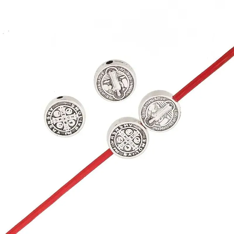 100pcs Small Saint Benedict Medal Crucifix Cross Spacer Beads for DIY Bracelet Jewelry Making Accessories