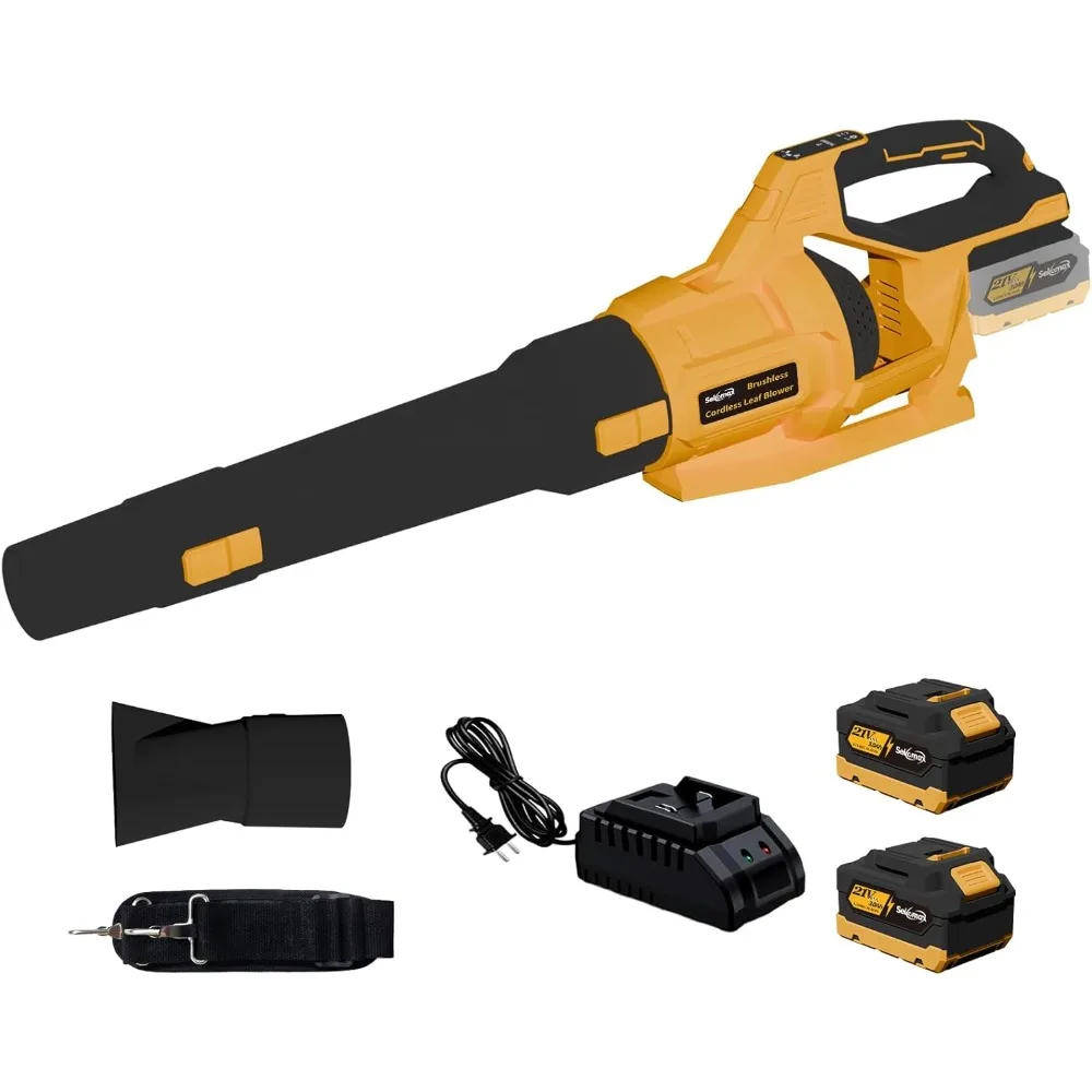 منفاخ أوراق شجر لاسلكي عالي الطاقة يعمل ببطارية توربو مع بطارية 21 فولت 2X3.0Ah وشاحن 650CFM 120MPH Electric Sm