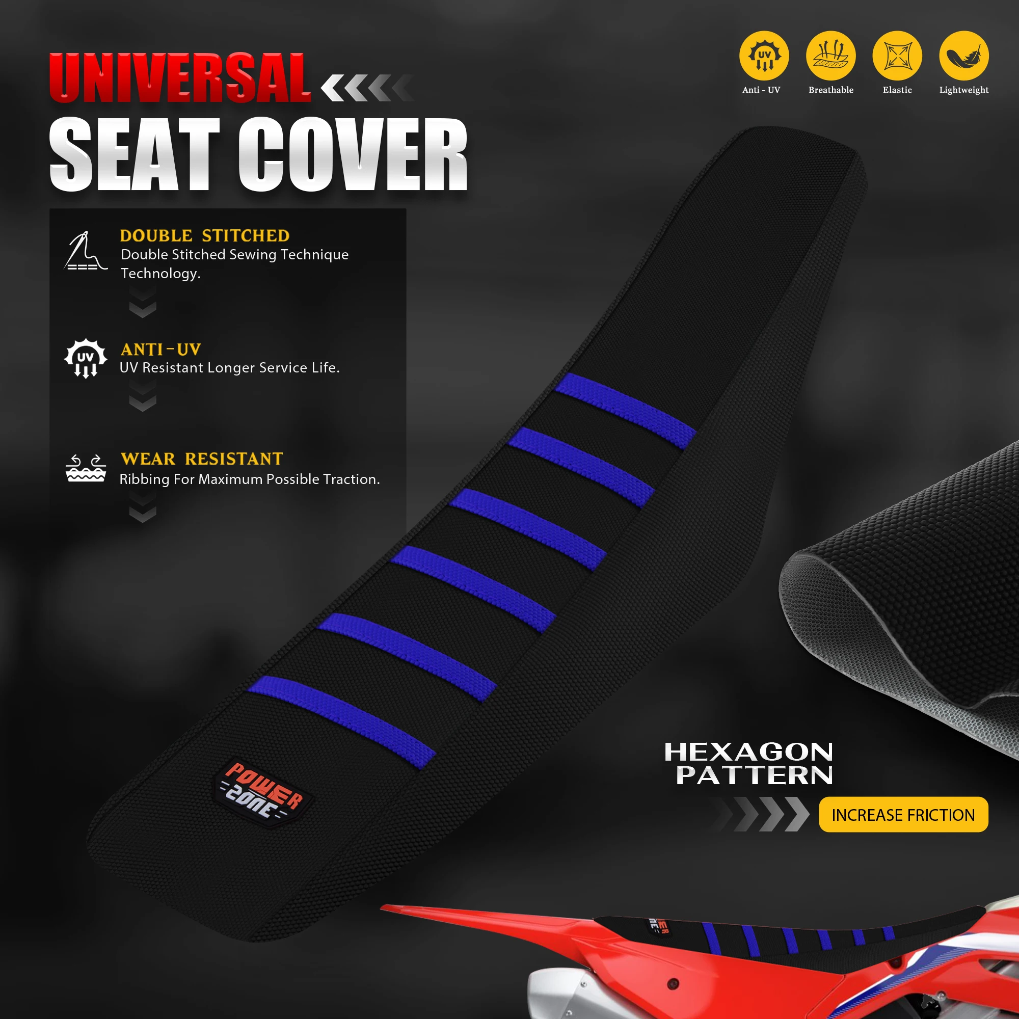 SPACE Ribbed Motorcycle Dirt Bike Seat Cover Cushion For SX EXC TC YZF CRF KXF Waterproof Non-slip Accessories