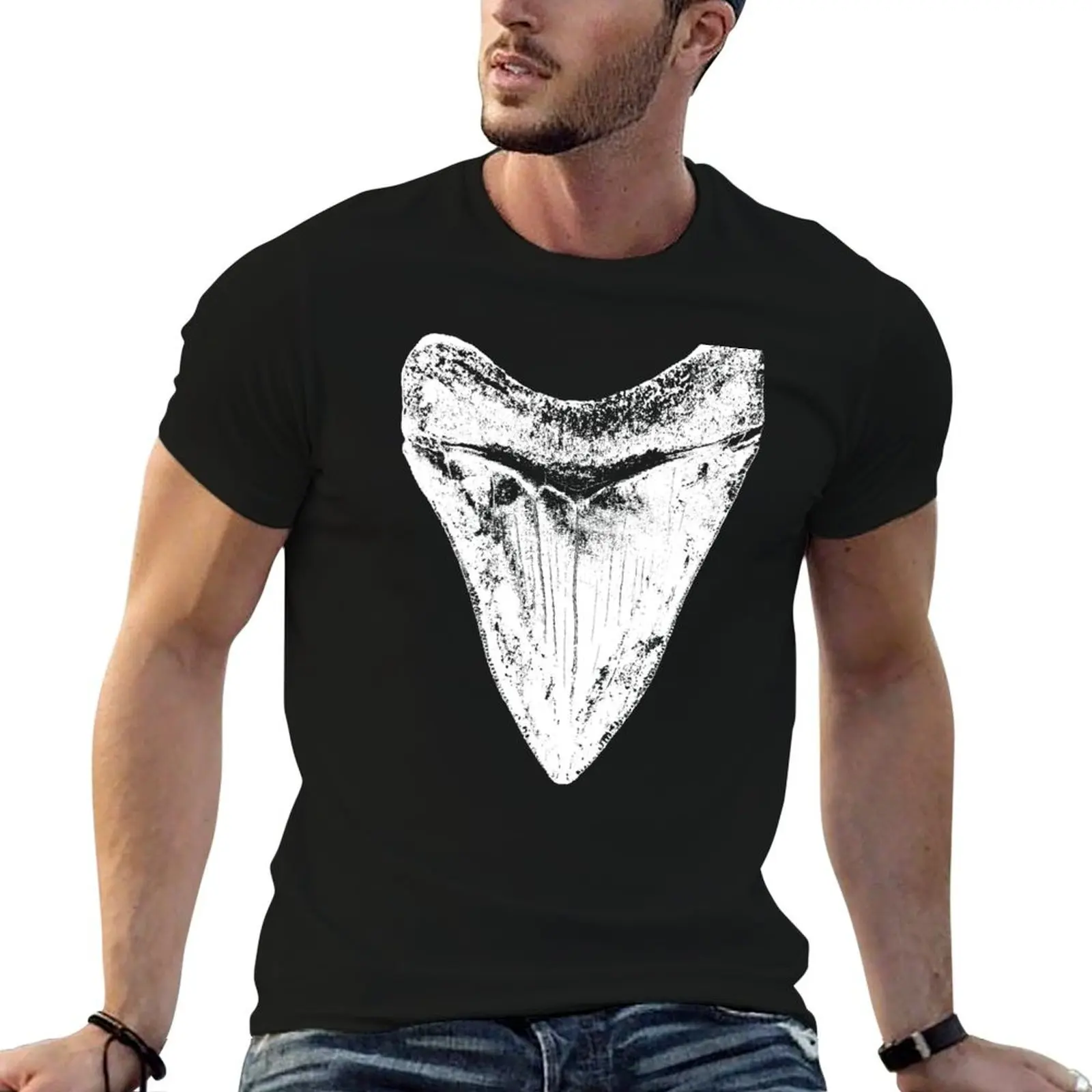 

Megalodon Shark Tooth T-Shirt men t shirt cotton 100% t shirt man luxury T-Shirt