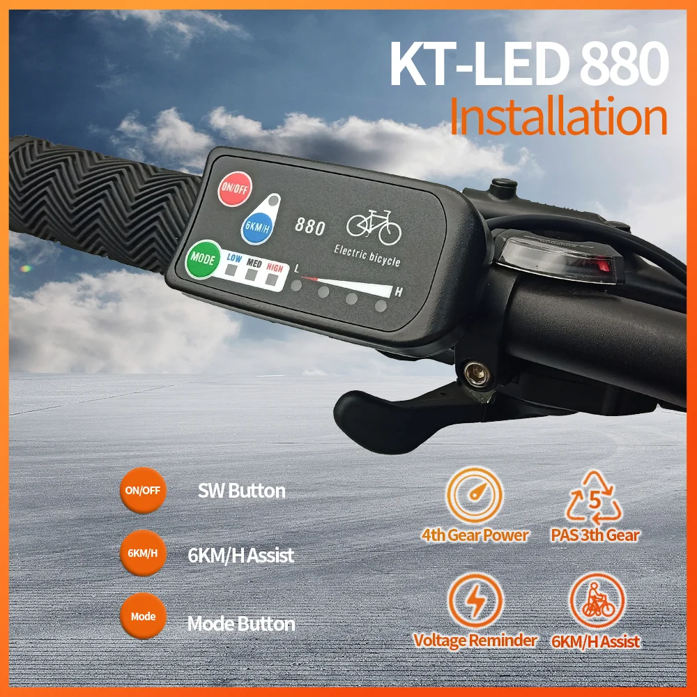 Ebike Display KT-LED880 36V/48V Electric Bike Intelligent Display for E-Bike Conversion Kit Accessories