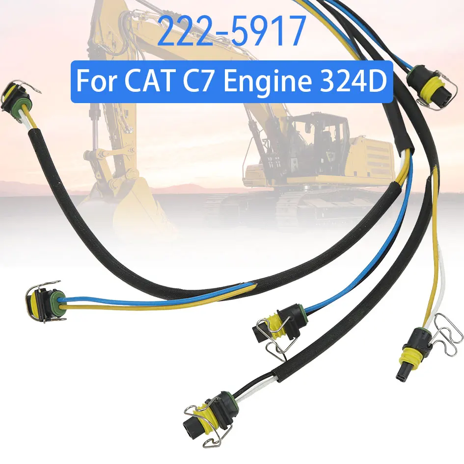 2225917 Black Engine Fuel Injector Wiring Harness Assembly For Caterpillar Excavator C7 Engine 324D E325C Replaces 222-5917