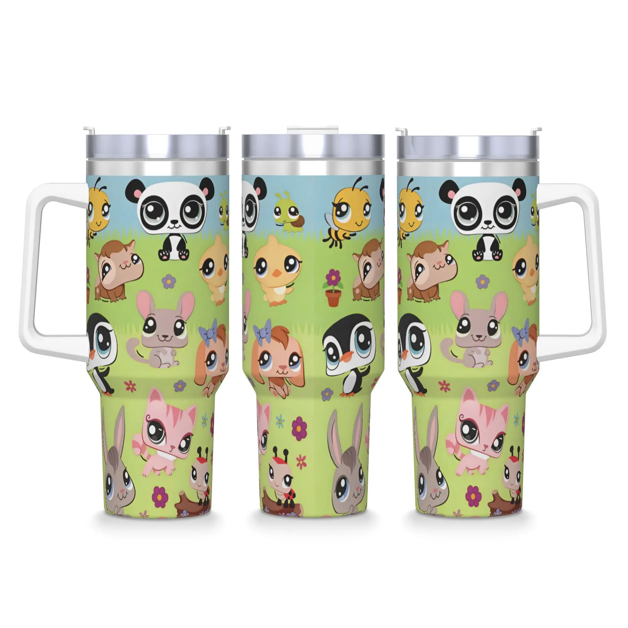 Littlest Pet Cute Stainless Steel Tumbler  Camping Car Mugs 40oz Thermal Mug Heat Preservation Cold Drink Milk Tea Water Bottle