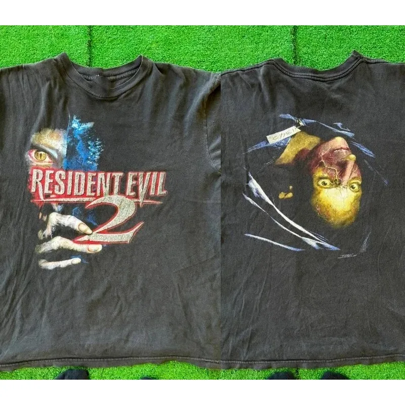 Camiseta estampada frente e verso, Resident Evil 2, nova camiseta retrô casual unissex da moda Y2K para o verão