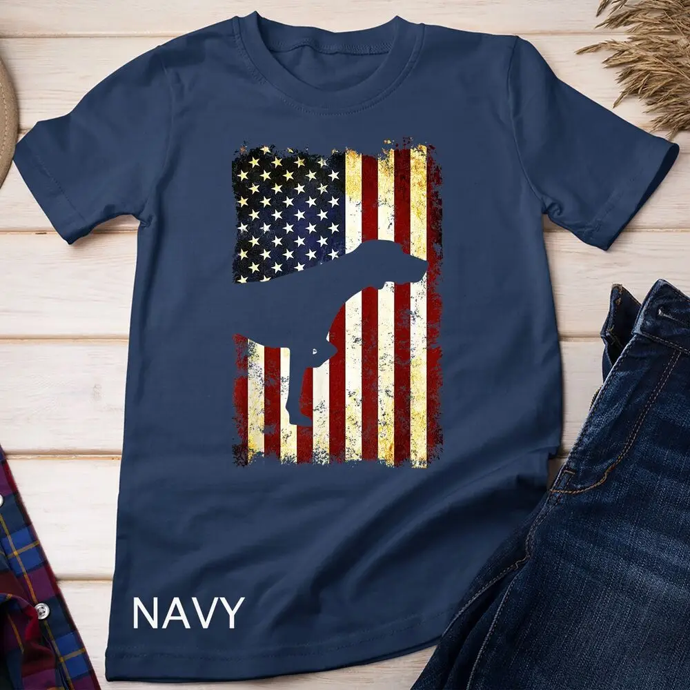 German Shorthaired Pointer Silhouette American Flag T-Shirt Unisex T-shirt