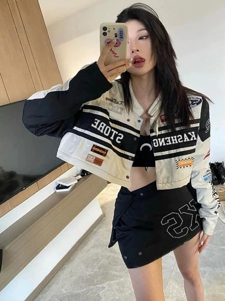 Plus Größe Abnehmbare Patchwork Motorrad Baseball Jaet frauen Herbst Winter Lose Abnehmen Lange Sve Jaet Top