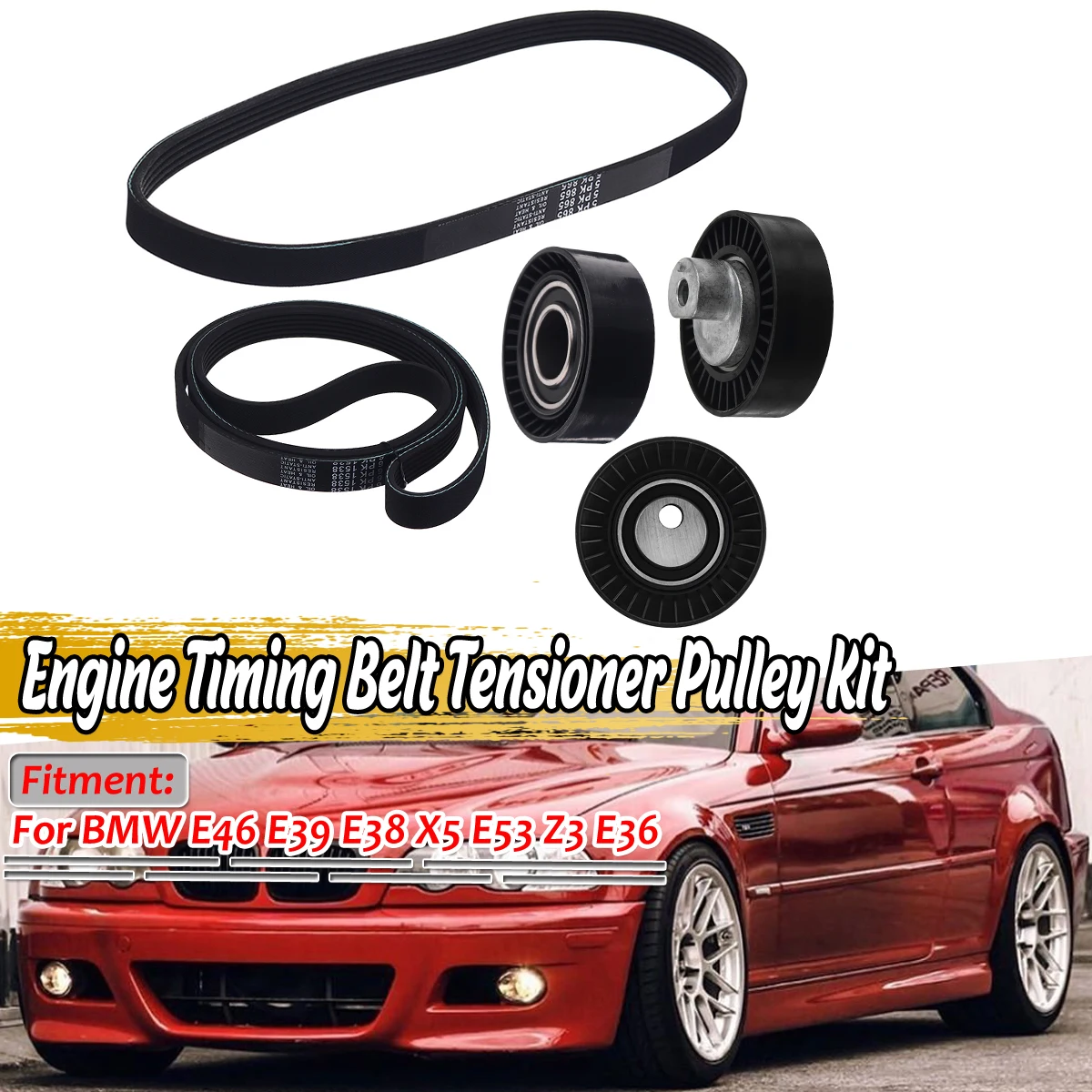 1 set  For BMW E46 E39 E38 X5 E53 Z3 E36 Engine Timing Belt Tensioner Pulley Kit