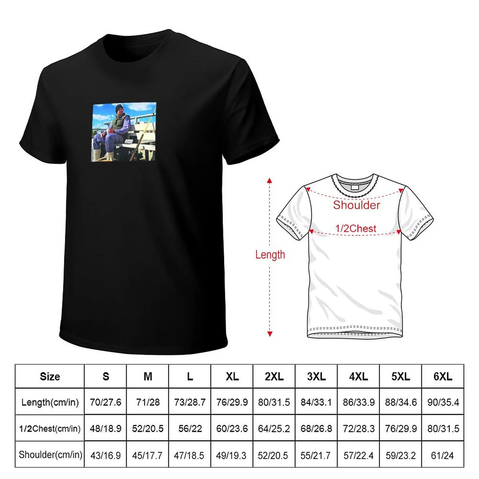 Artsy Bob the Garbage Man on a Bench T-Shirt Basic Simple Design Short Sleeve Shirt