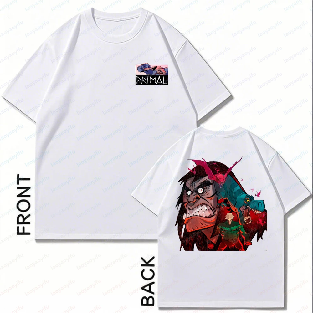 Vintage-Primal-Anime-Cotton-Tee-Bold-Battle-2-Sided-Graphic-T-Shirt-Classic-Fashion-Streetwear-Summer-Short-sleev-Men's-Clothing