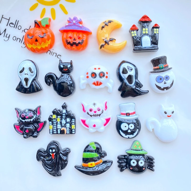 10pcs Kawaii Cute mini Halloween Series Nail Rhinestones Gems Glitter Nail Art Jewelry Manicure Nail Decoration Accessorie