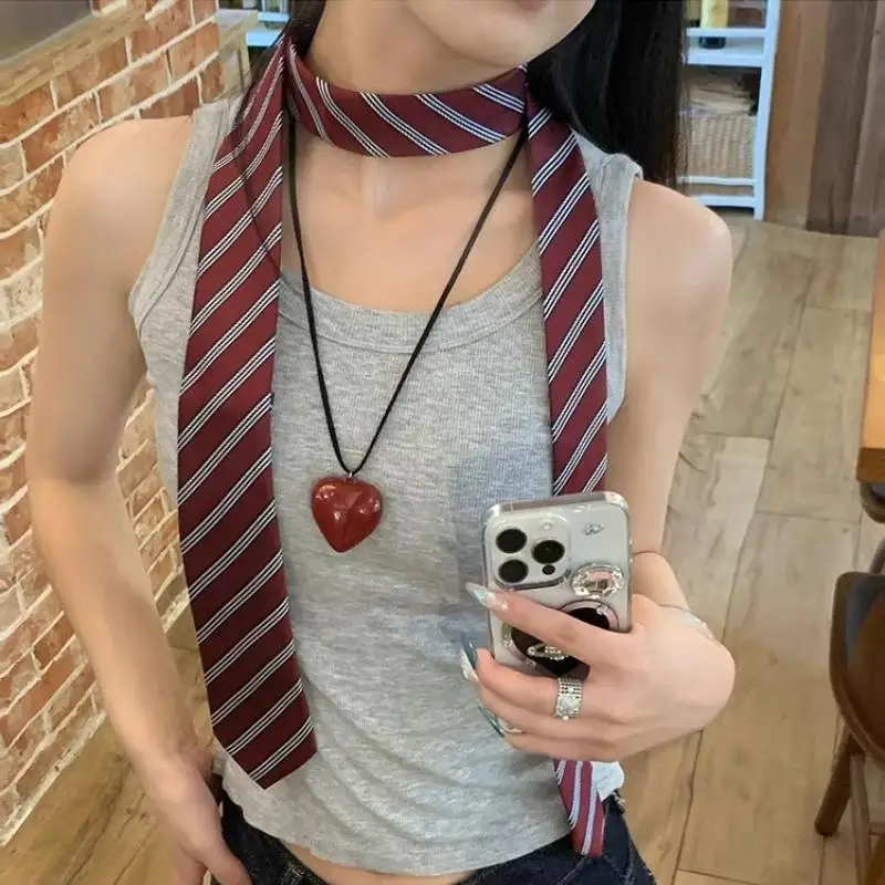 New Women Striped Tie Belt, Multifunctional Waist Decoration, Fashion Necktie Waistband Ornament for Daily Styling