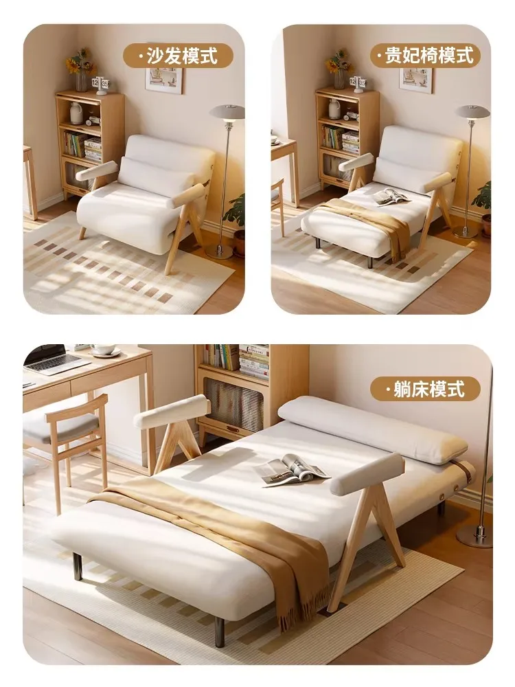 2022 new sofa bed folding dual-purpose, small apartment solid wood fabric living room furniture sitting and lying