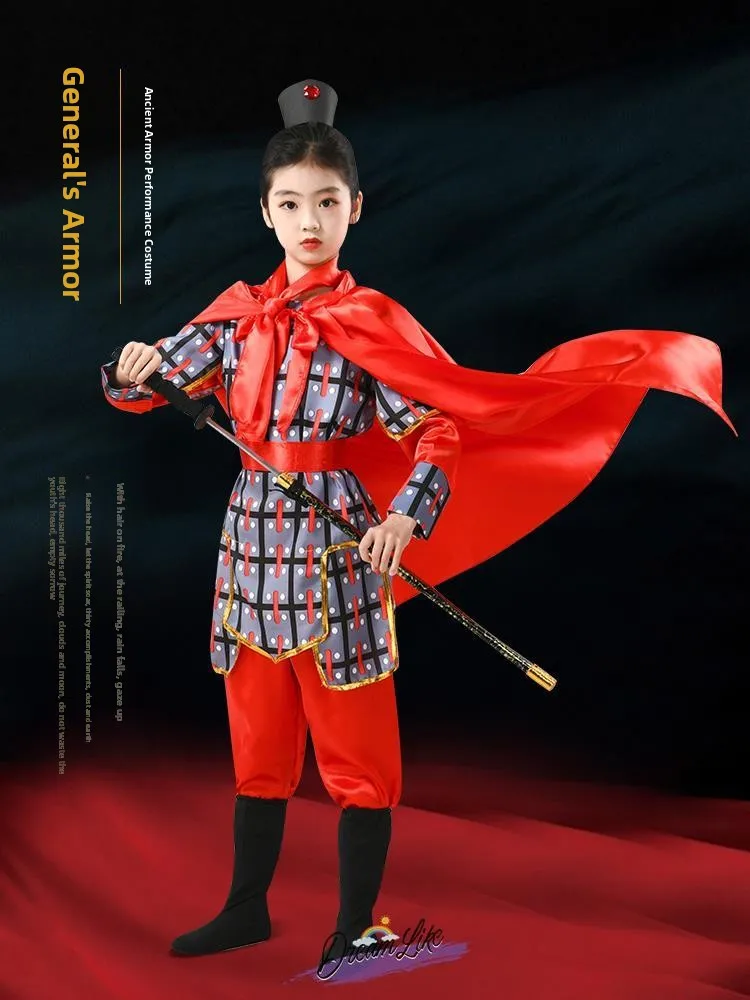 

Ancient Children Soldier Costume Armor Yue Fly Opera Huamei Performance Clothes General ow Jiang Hong Ladies Gown