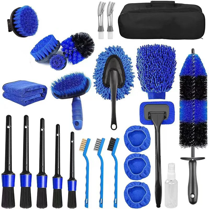 25 Pieces Car Cleaning Brushes Electric Drill Brush Set Car Tire Interior Air Vents Electric Cleaning Tool