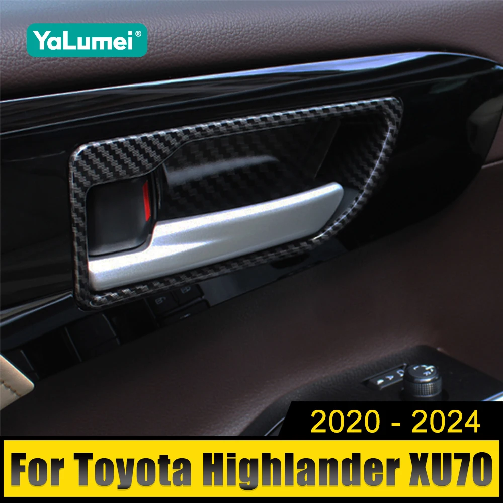 

For Toyota Highlander Kluger XU70 2020 2021 2022 2023 2024 Hybrid ABS Carbon Car Inner Door Bowl Trim Frame Trim Cover Stickers