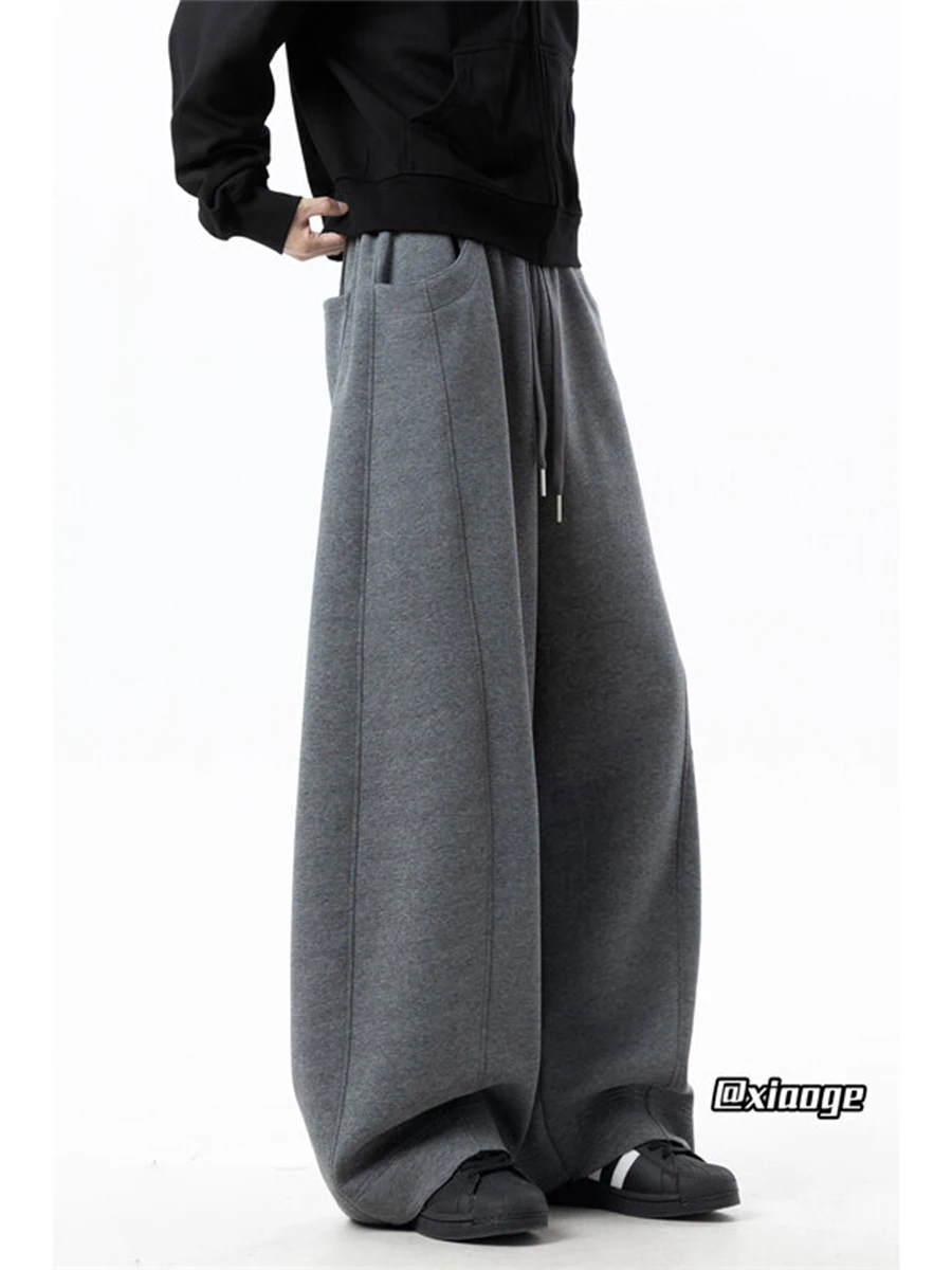 

Американские широкие брюки с изогнутыми лезвиями, мужские весенне-осенние модные брендовые драпированные повседневные брюки длиной до пола