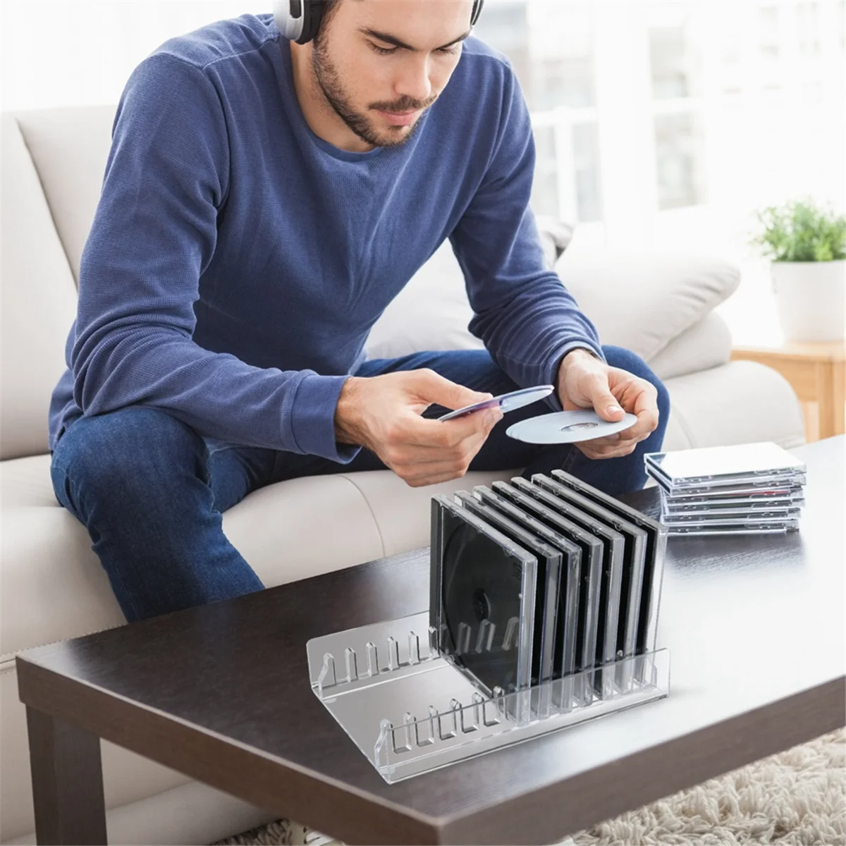 Настольная подставка для хранения GOB-oCD, акриловая подставка-органайзер для компакт-дисков, стойка для компакт-дисков, стойка для хранения компакт-дисков до 12 стандартных компакт-дисков