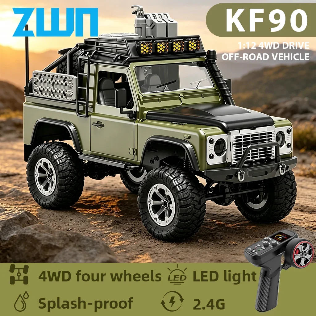 

KF90 1:12 RC Car With Lights 2.4G 4WD 60Mins Remote Control Climbing Car Off-Road Vehicle RTR High Speed Drift Model Toy for Kid