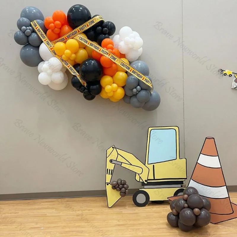 Construction Party Excavator Bulldozer Cutouts Foam Board Under Construction Boy Birthday Party Backdrop Props