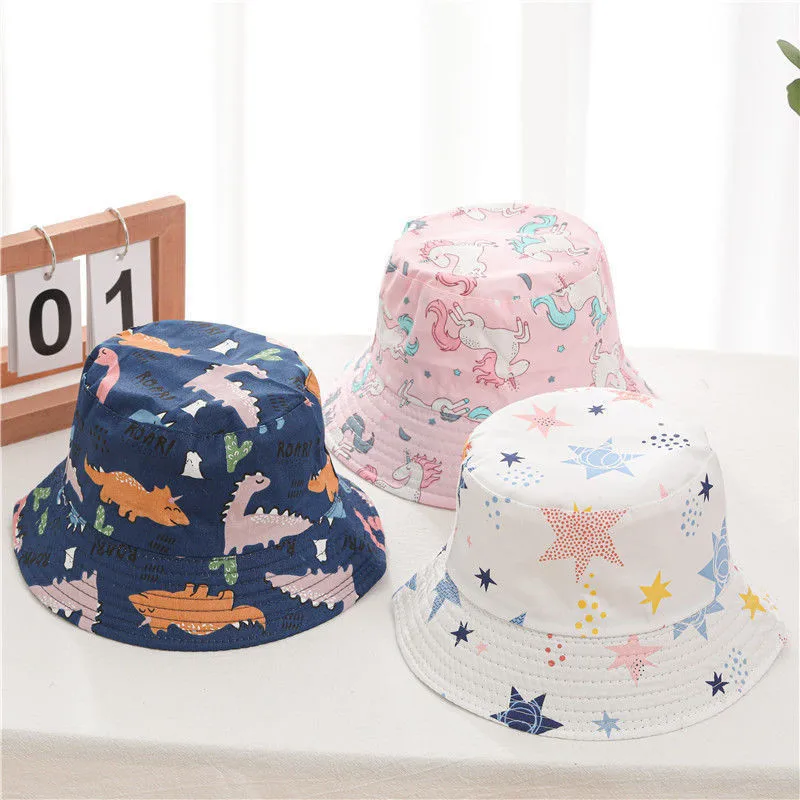 

Summer Panama Baby Girls Hat Cartoon Boys Fisherman's Cap Beach Baby Sun Hat Outdoor UV Bucket Hat