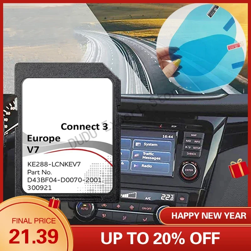 Newest Connect 3 V7 LCN X-Trail Car for Nissan Sat Nav Map Version Data with Anti Fog Reaview Stickers