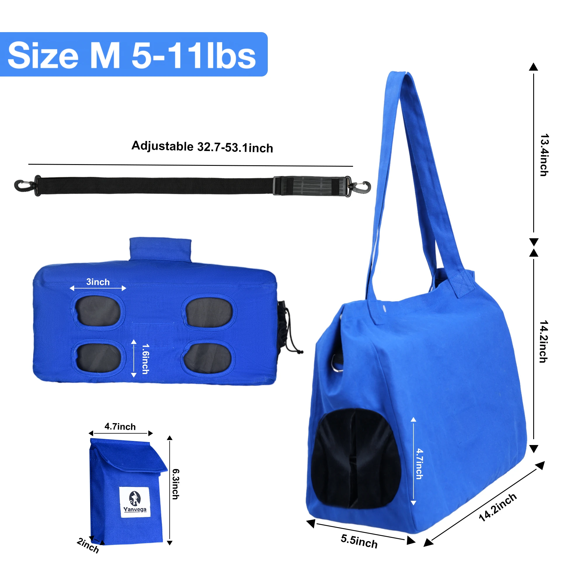 Yanvega Cat Carrier Bag Pouch Carrier Pet Supplies, Cat Sling Carrier Storage Pocket Adjustable Crossbody Strap Up To 11 lbs image 2