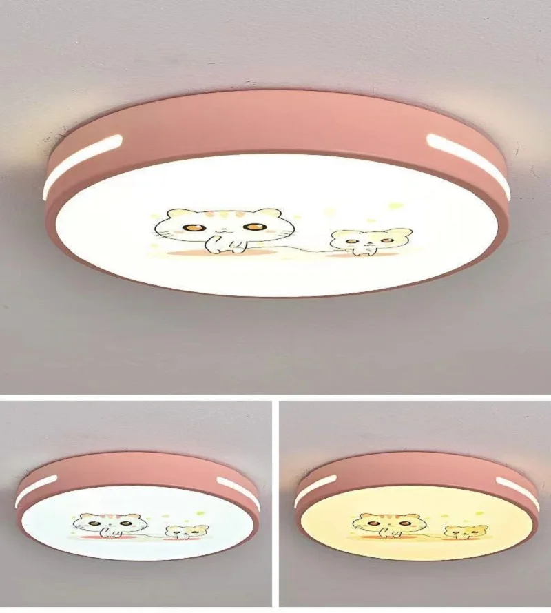 Macaron LED Ceiling Lights Modern Boys Girls Bedroom Lamps Cute Dog Cat Dinosaur Cartoon Lamp for Children\'s Room Indoor Decora