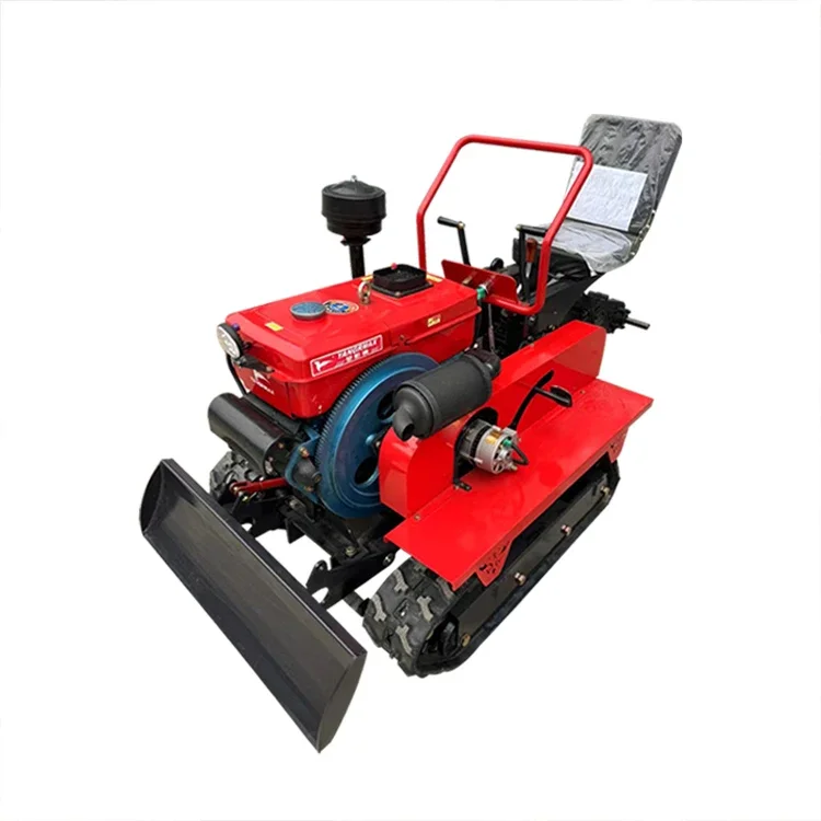 

Small Sitting Drive Crawler Tractor Agricultural Engine 25hp 35hp crawler rotary tiller with 5 tools