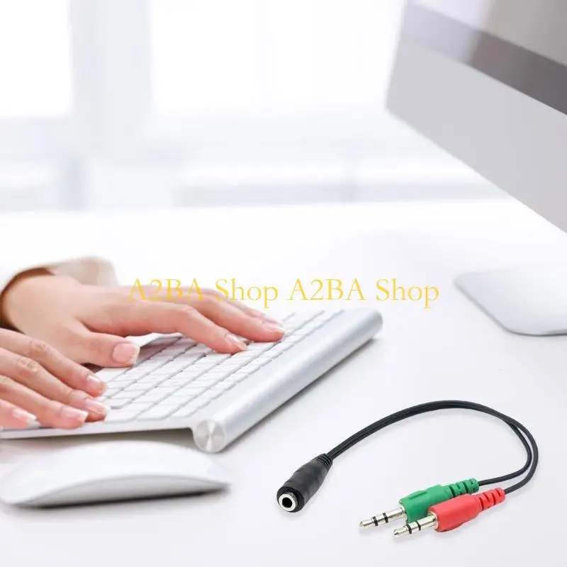 A2BA 3.5mm Sound Adapter Y Splitter 3.5mm Cable Headsets 2 Female to 1 Male for Laptop Phone Earphone Headphone Microphone