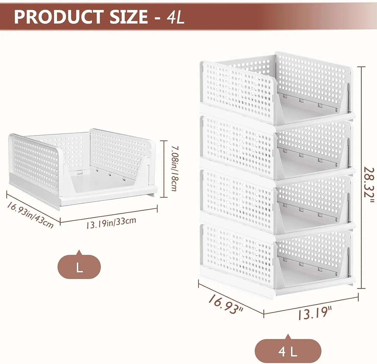 Stackable Folding Closet Organizers, Storage Box, White Color, Plastic Drawer Basket, Bedroom Accessories, Cheap Price