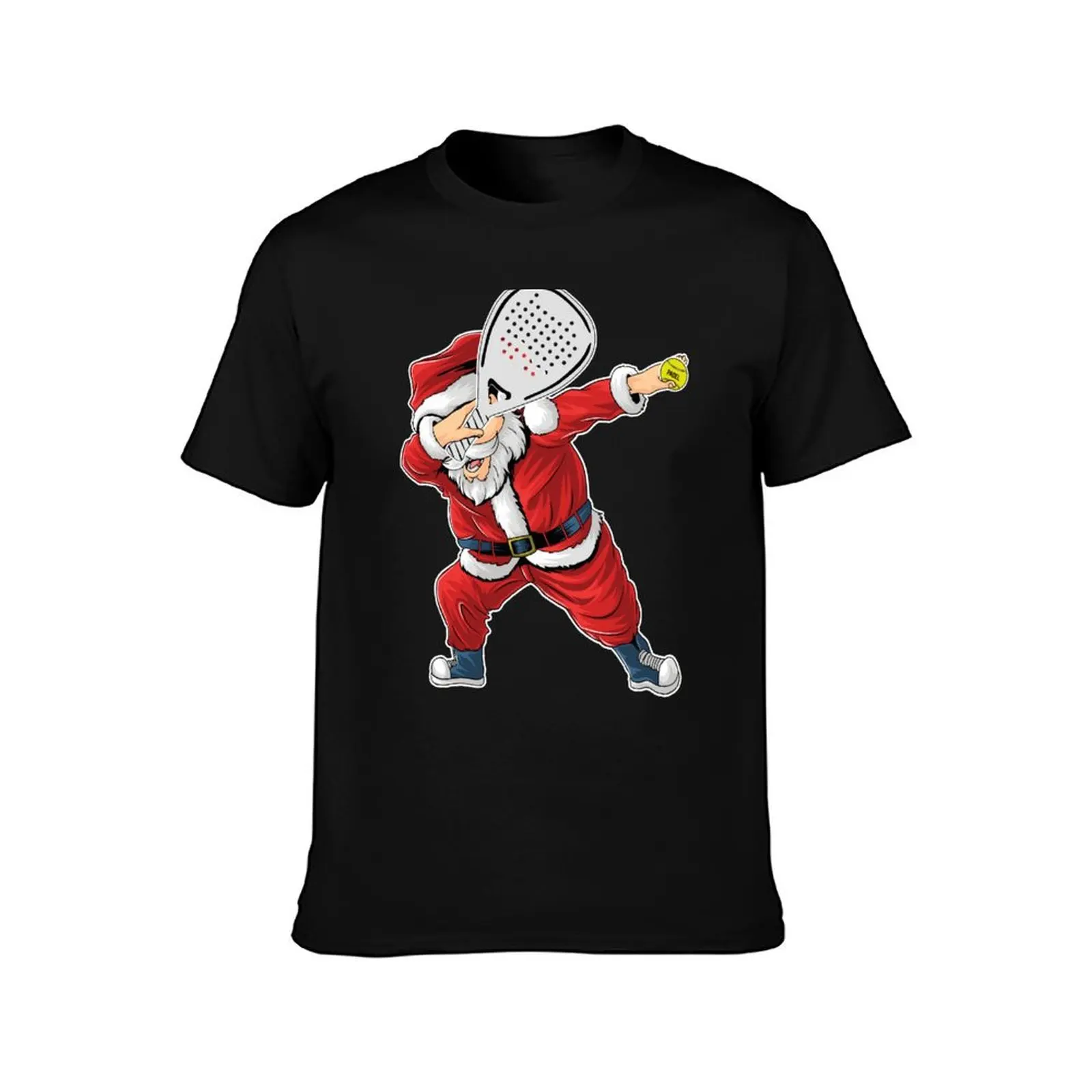Padel Dabbing Santa Claus Funny Padel Tennis Christmas Costume T-Shirt Big Size Short Sleeve Tee for Men T-Shirt