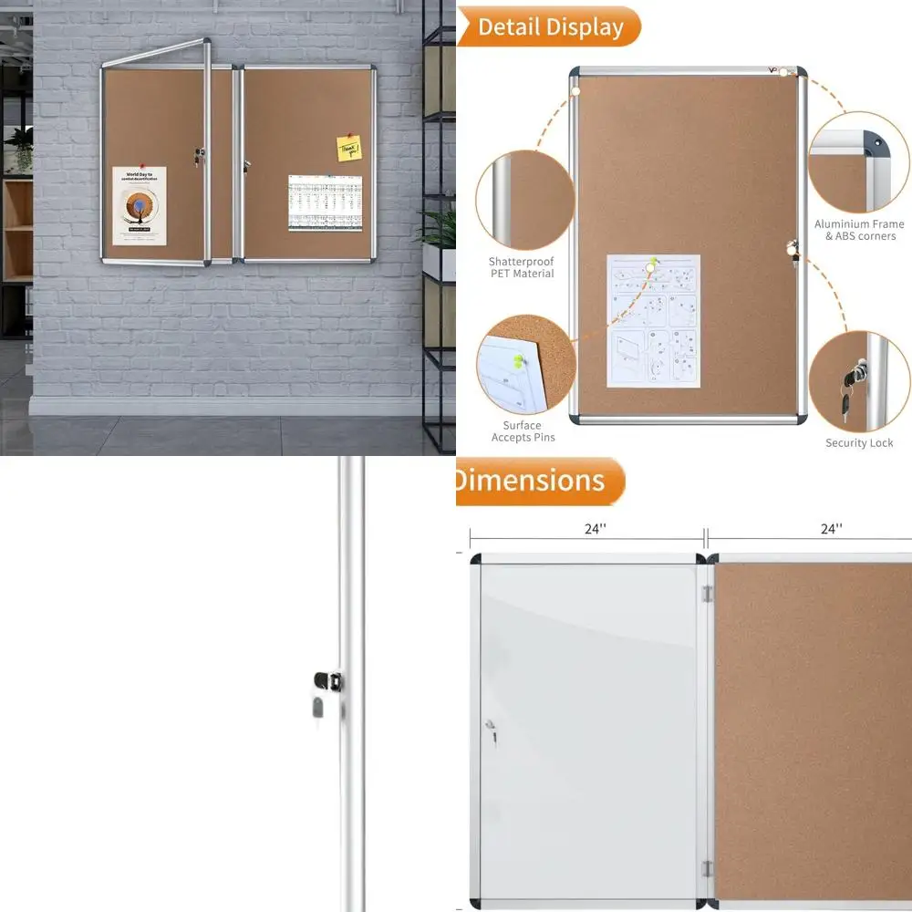 

Secure Lockable Corkboard with Aluminum Frame, 36 x 24, Class 1 Tamper-Resistant