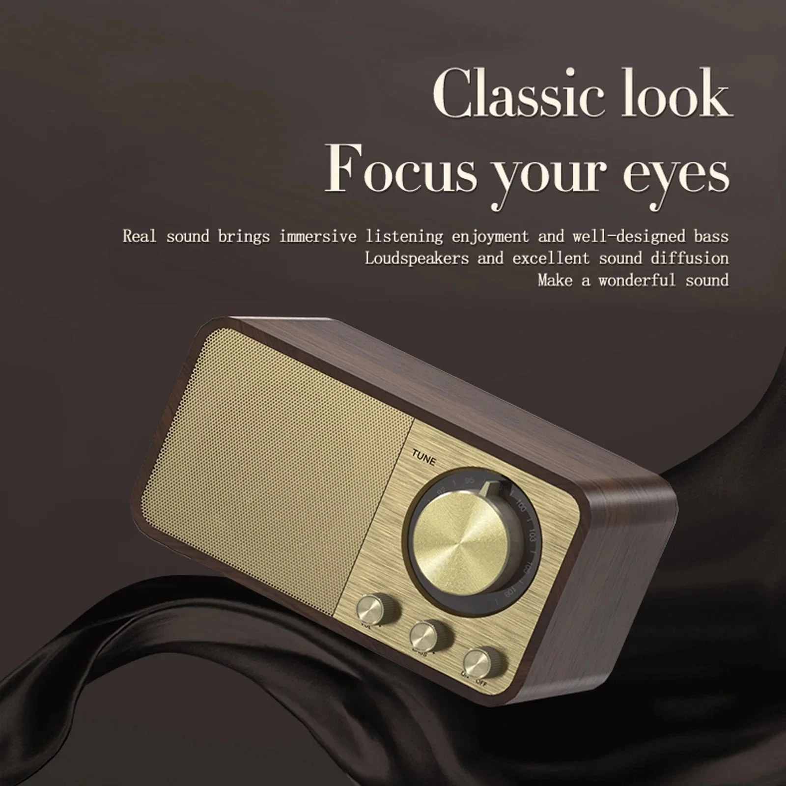 

Wooden Bluetooth-Compatible 5.0 Speaker Retro Classic Soundbox Stereo Surround Subwoofer Bass AUX FM Radio 2025 Computer PC NEW