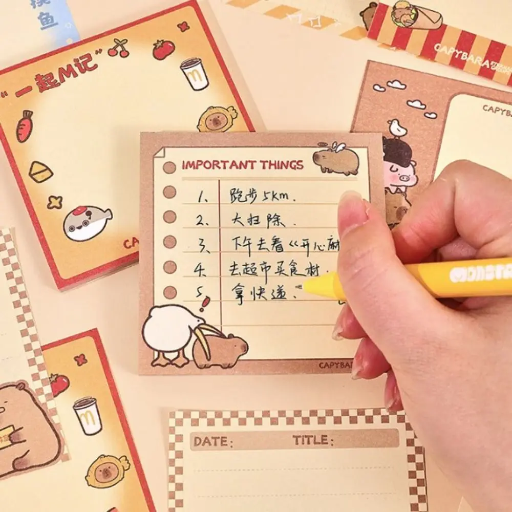 Non Sticky Capybara Memo Pad Daily To Do List Cartoon Cute Note Pad INS Message Paper Note Paper Office