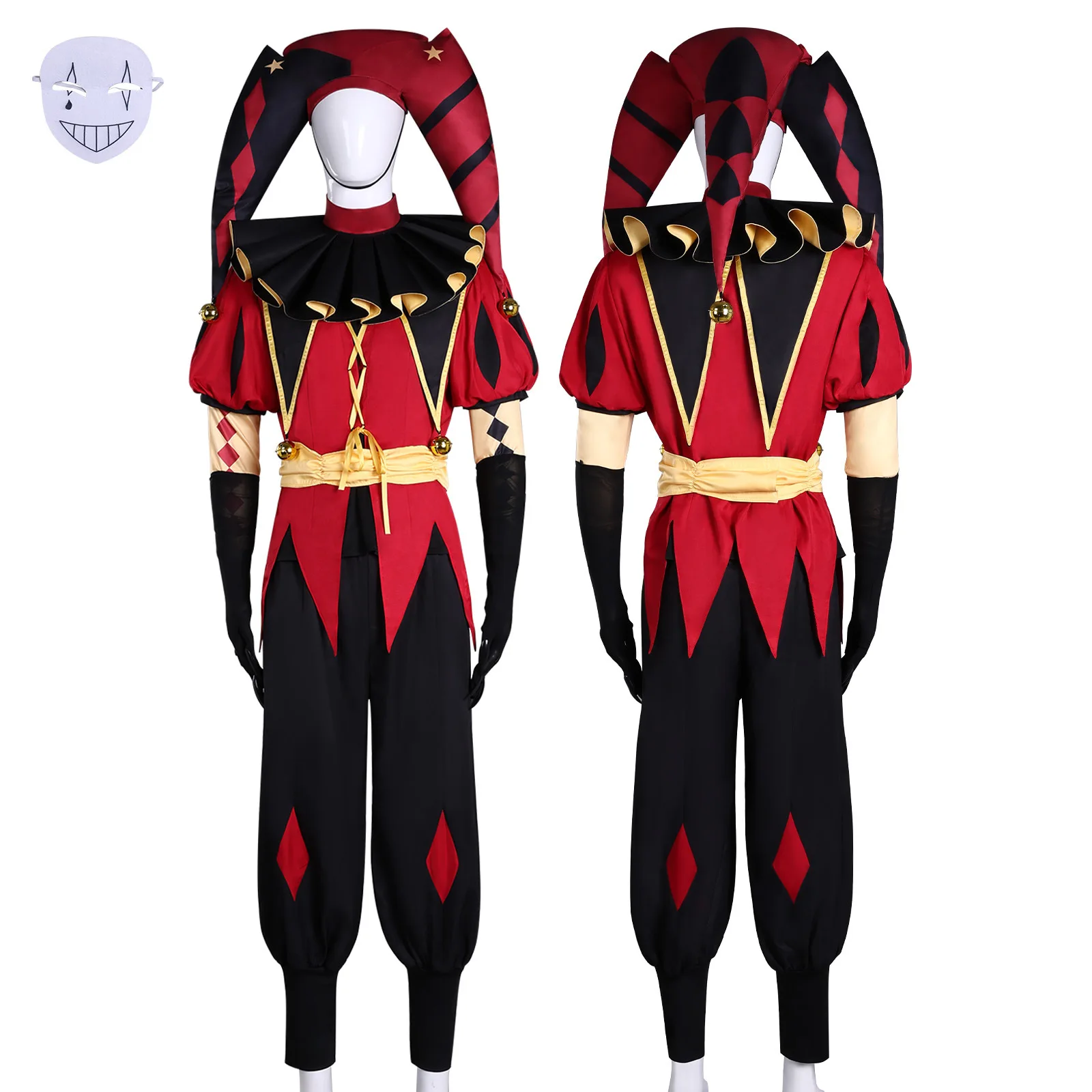 Costume de Clown de Cirque Birot Role Play Freak, Uniforme de Clown pour Jeu de Rôle de Cirque, Costume de Fête d'Halloween et de Carnaval