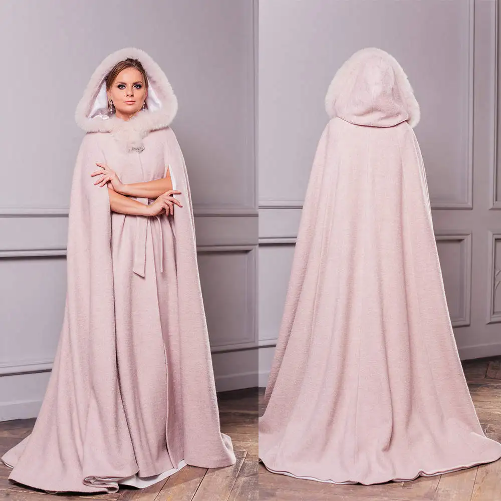 

Minimalist Hooded Wedding Cloak Shawl Long Bridal Cover Up Christmas Halloween Special Occasion Costume Cosplay Winter Warm