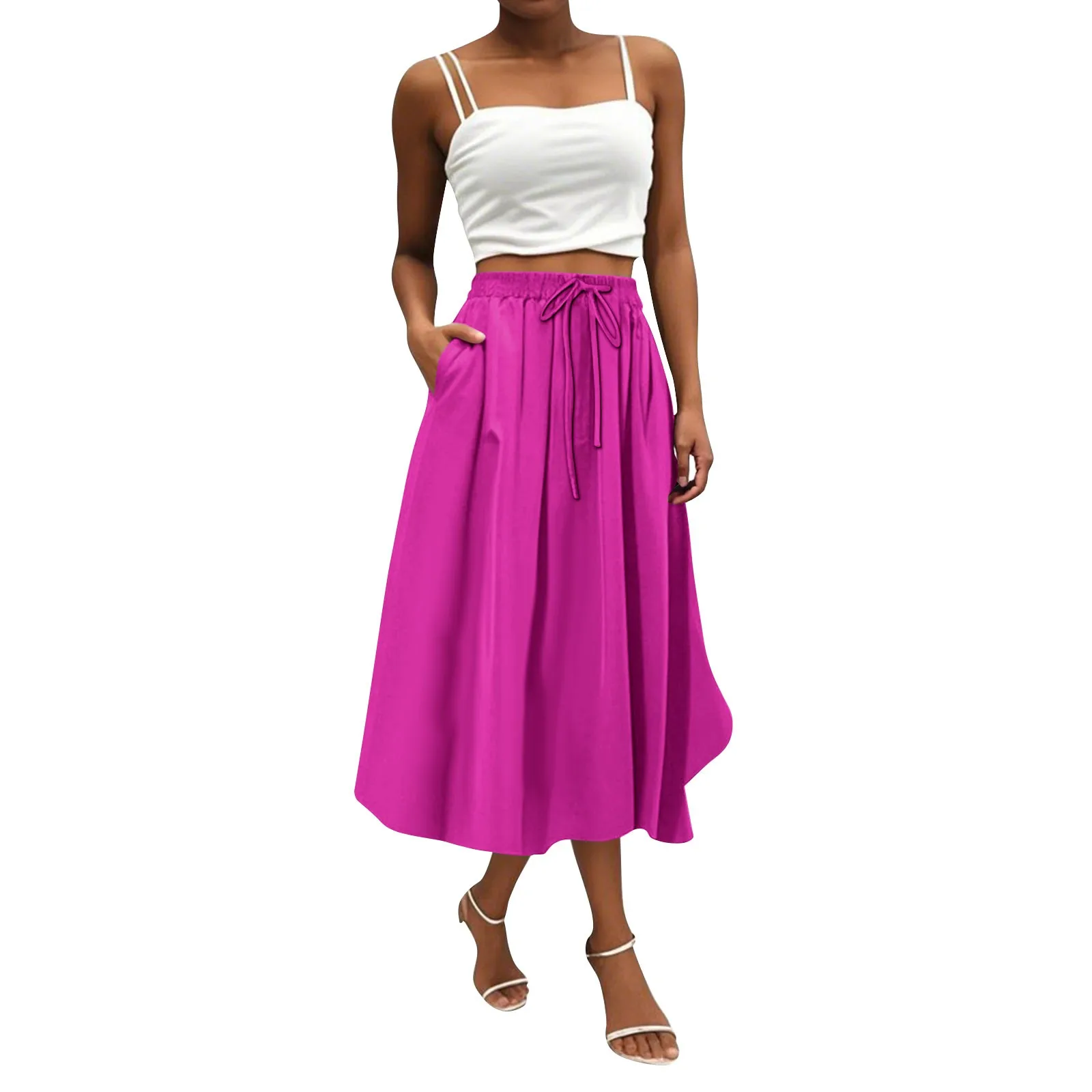 

Summer Skirt New Women'S Skirt Bohemian Skirt Solid Color Casual Skirt With Pockets Skirt 2025 Trend Long Skirt Clothing Female