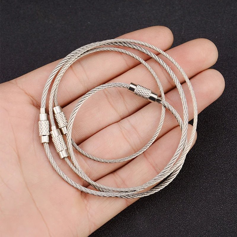 10Pcs Wire Rope Key Chain Stainless Steel Wire Keychain Carabiner Cable Key Ring Outdoor Hiking image 3