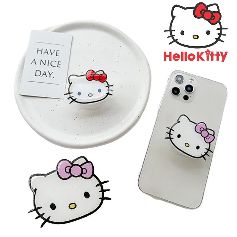 Sanrio Hello Kitty Phone Socket Holder Kawaii Anime Finger Grip Bracket for IPhone Samsung Xiaomi Huawei SmartPhone Support