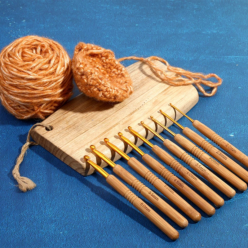 

MIUSIE 9PCS Wooden Handle Crochet Hooks Set Knitting Needles Set DIY Weave Yarn Sewing Tools Needle Arts Craft,2-6mm